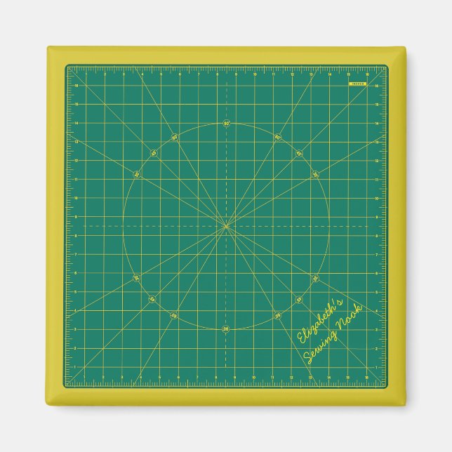 Quilter's Green Cutting Mat Personalized Magnet (Front)