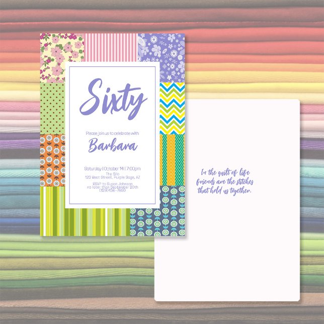 Quilters Patchwork 60th Birthday Invitation (Creator Uploaded)