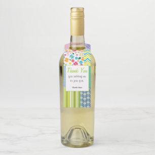 Quilters Patchwork Custom Hostess Gift Wine Bottle Bottle Hanger Tag