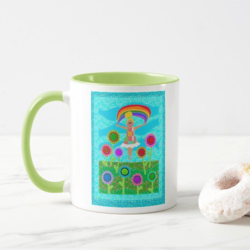 Quiltie blond ponytail girl mug