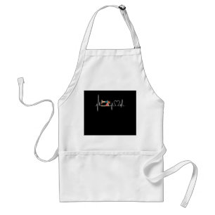 Quilting And Sewing Is My Loves Heartbeat Gifts Adult Apron