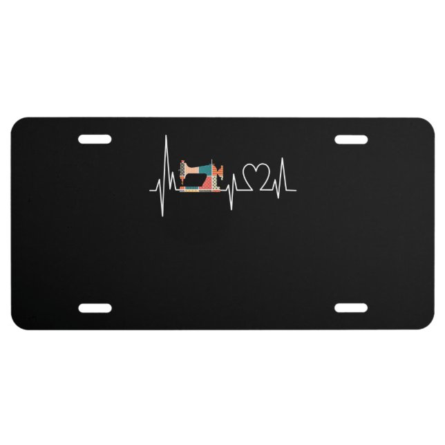 Quilting And Sewing Is My Loves Heartbeat Gifts License Plate (Front)