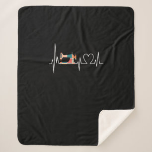 Quilting And Sewing Is My Loves Heartbeat Gifts Sherpa Blanket