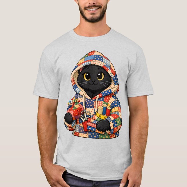 Quilting Black Cat T-Shirt  (Front)