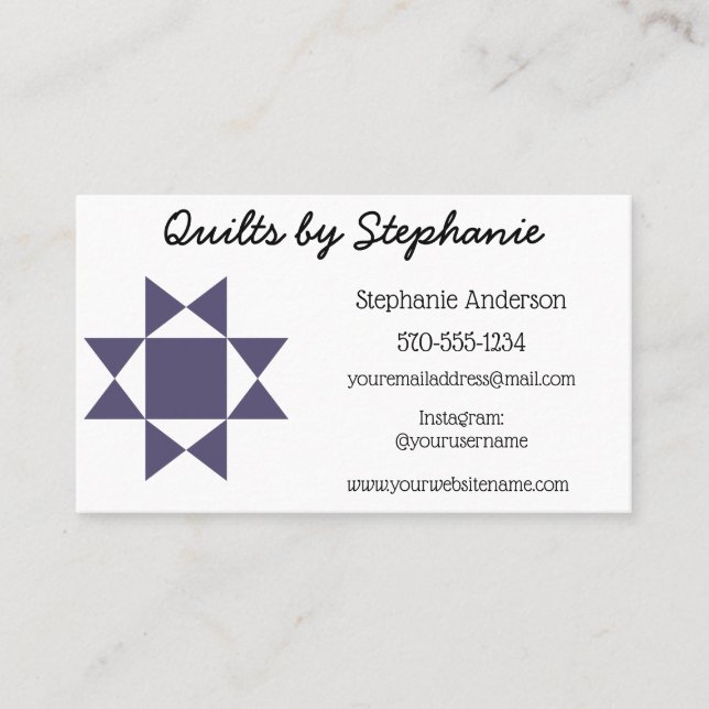 Quilting Business, Quilters Custom Amish Quilt Business Card (Front)