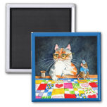 Quilting Cat And Mouse Magnet at Zazzle