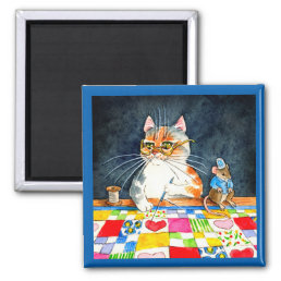 Quilting cat and mouse magnet