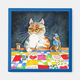 Quilting cat and mouse magnet