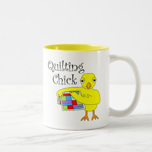 Quilting Chick Text Two-Tone Coffee Mug (Right)