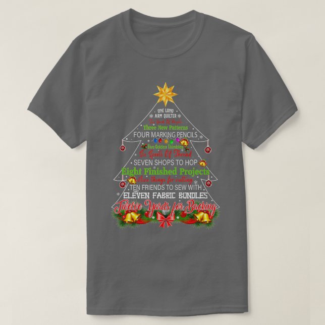 Quilting Christmas Tree  One Long Arm Quilter  T-Shirt (Design Front)