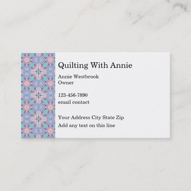 Quilting Club And Classes Business Card (Front)