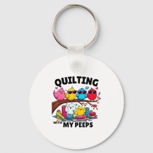 Quilting Hanging With My Funny Women Toddler Kids Keychain