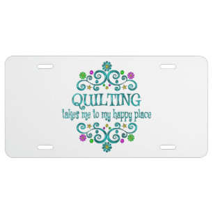 Quilting Happy Place License Plate