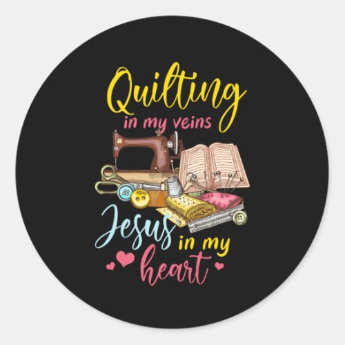 Quilting Jesus Christ Religious Quilt Sewing Machi Classic Round Sticker