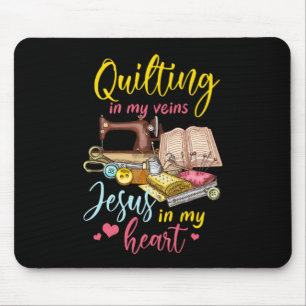 Quilting Jesus Christ Religious Quilt Sewing Machi Mouse Pad