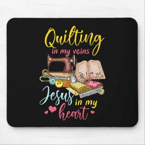 Quilting Jesus Christ Religious Quilt Sewing Machi Mouse Pad