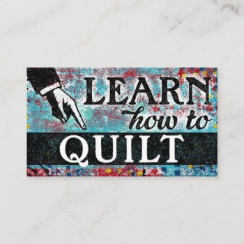 Quilting Lessons Business Cards - Blue Red by NeatBusinessCards at Zazzle