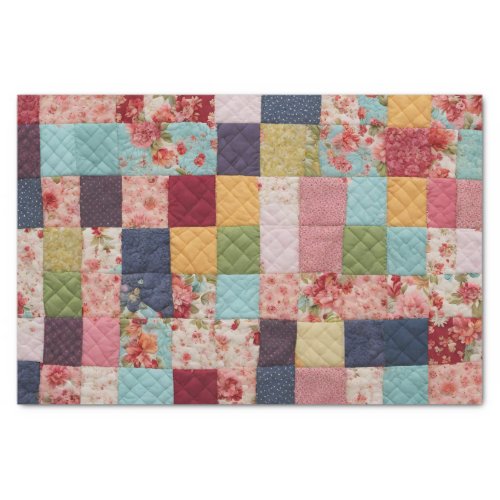 Quilting Patchwork Colorful Floral Squares  Tissue Paper