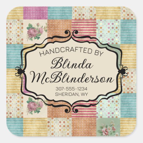 Quilting patchwork grunge quilter gift tag label