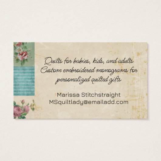 Quilting patchwork grunge quilter sewing gift card (Back)