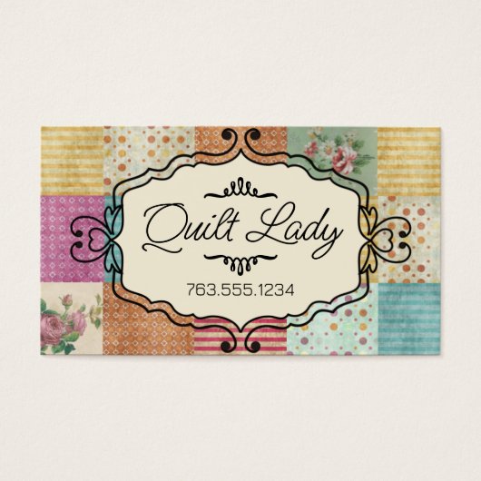 Quilting patchwork grunge quilter sewing gift card (Front)