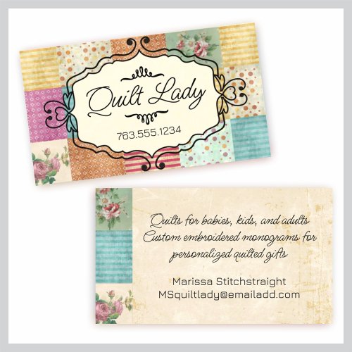 Quilting patchwork grunge quilter sewing gift card business card