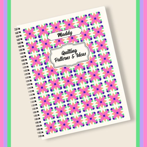 Quilting Pattern  Ideas in  Pink  Green  Notebook
