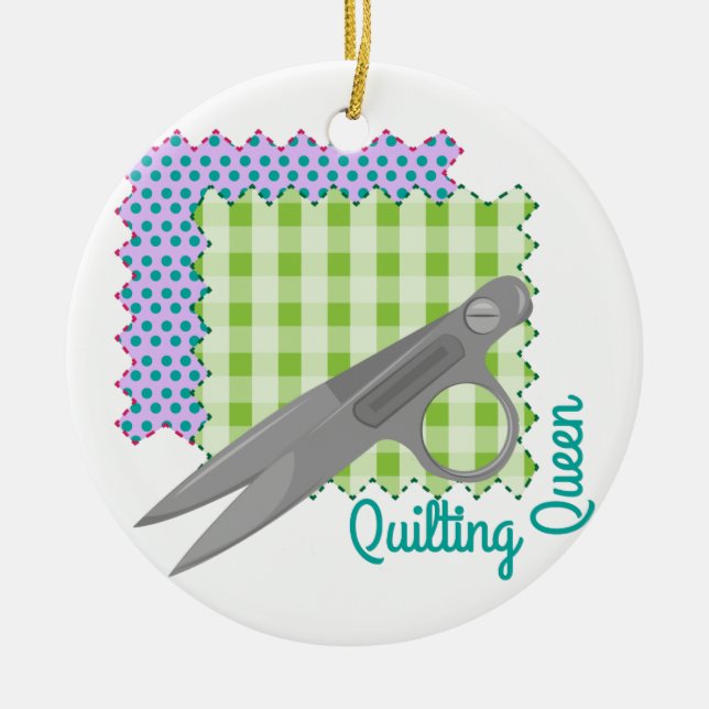 Quilting Queen Ceramic Ornament (Front)