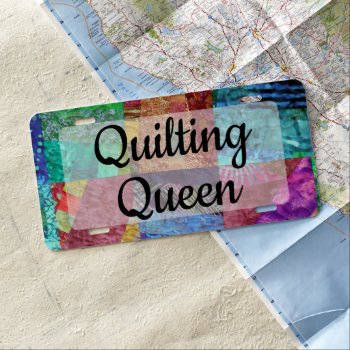Quilting Queen License Plate by NightOwlsMenagerie at Zazzle