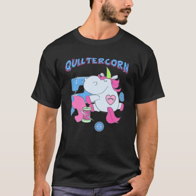 Quilting Quilter Unicorn Apparel Sewing T-Shirt (Front)