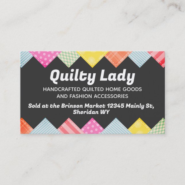 Quilting sewing fabric swatches crafts biz cards (Front)
