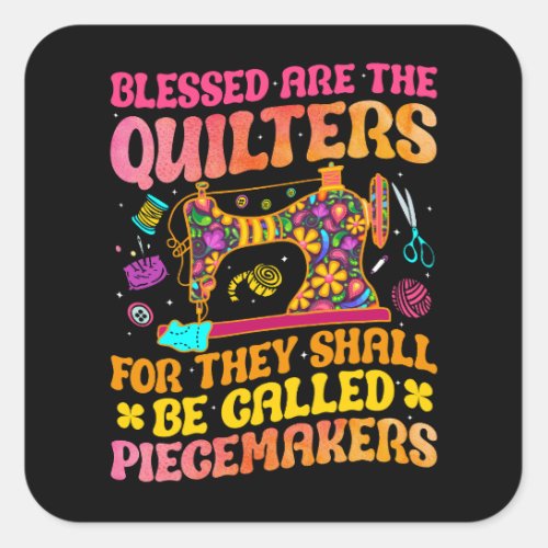 Quilting Sewing Quilt Quilter gifts groovy  Square Sticker