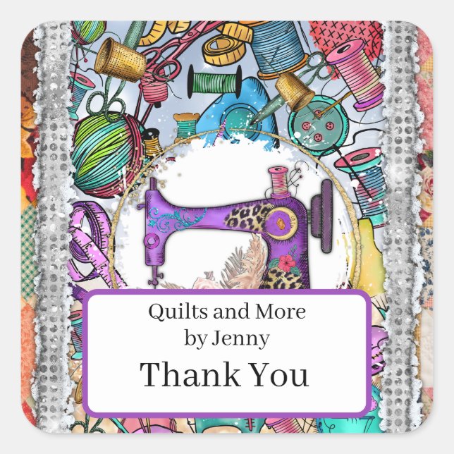 Quilting Thank You  Square Sticker (Front)