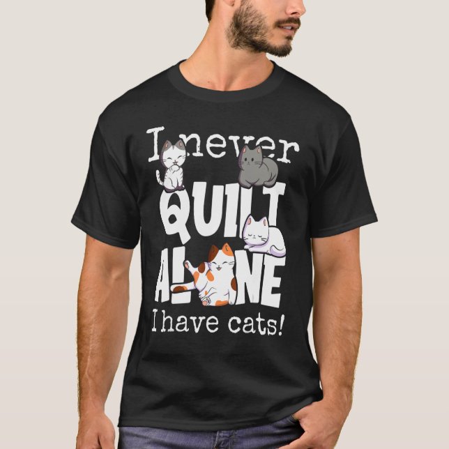 Quilting Themed Quilt Makers Sewing Cat Mom Fun Sa T-Shirt (Front)