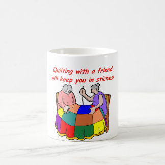 Quilting with a friend coffee mug