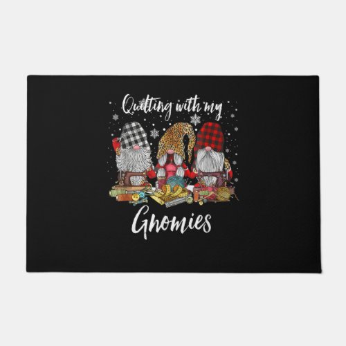 Quilting With My Gnomies Christmas Gnomes Holiday Doormat