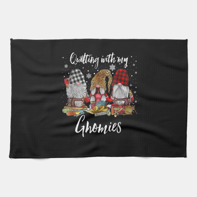 Quilting With My Gnomies Christmas Gnomes Holiday Kitchen Towel (Horizontal)