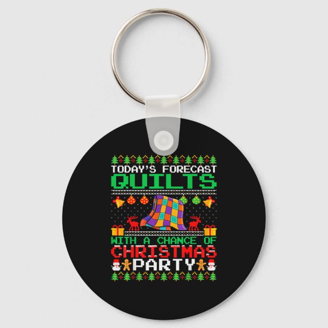 Quilts Christmas Party Quilts Quilting Christmas U Keychain (Front)