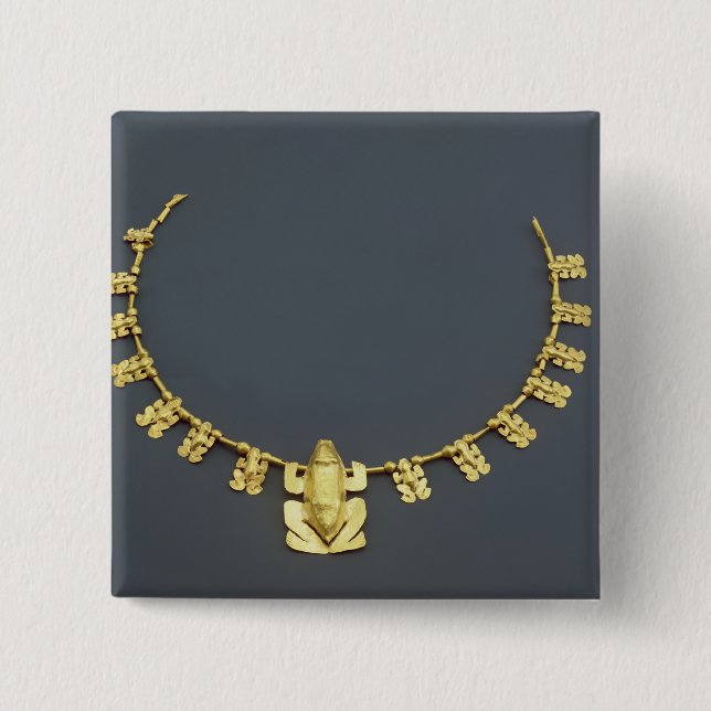 Quimbaya necklace with frogs, from Colombia Pinback Button (Front)