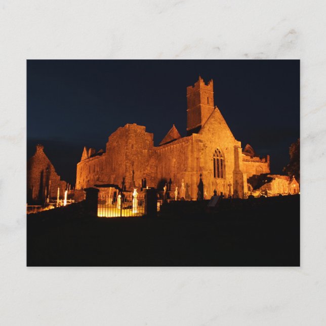 Quin Abbey at night Postcard (Front)