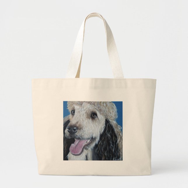 Quina Labradoodle Painting Large Tote Bag (Front)
