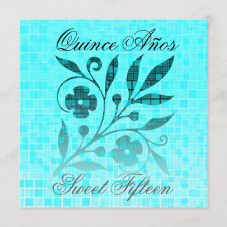 Quince Años Sweet Fifteen Invitation Blue Flower