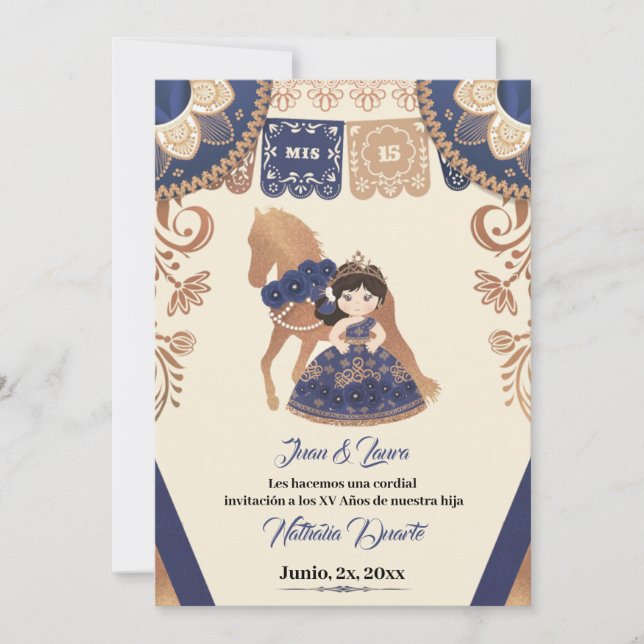 Quince Charro Invitation Royal Blue Charro Invitat (Front)