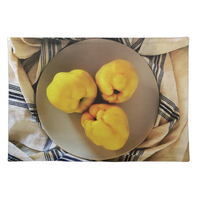 Quince Fruits Rustic Photo Cotton Cloth Placemat (Front)