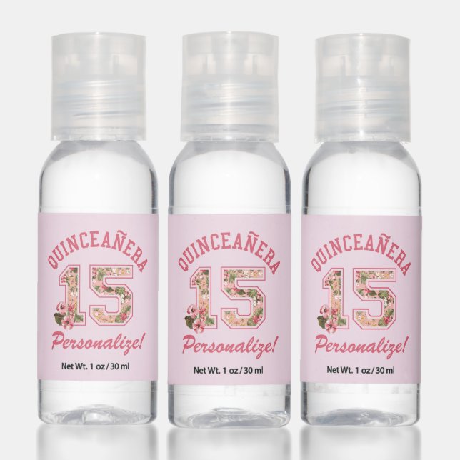 Quinceanera 15 Athletic Pink Hand Sanitizer (Set)