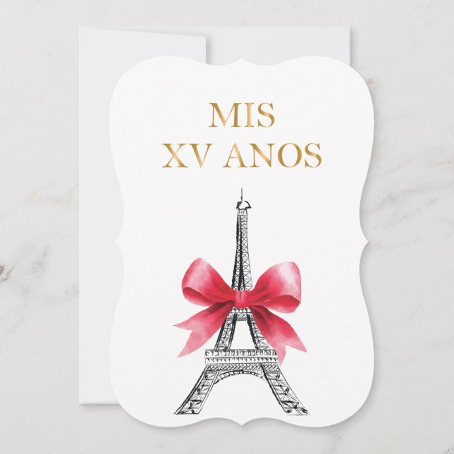Quinceanera 15 Birthday Invitation Paris French (Back)