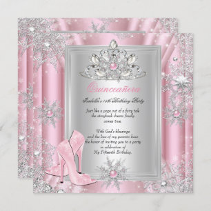 Quinceanera 15 Birthday Light Pink Heels 2 Invitation