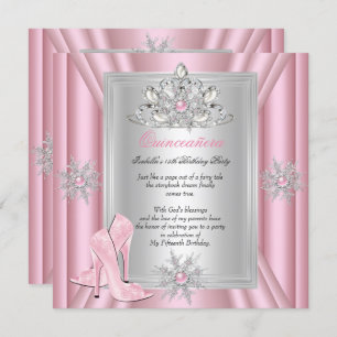 Quinceanera 15 Birthday Light Pink Heels Invitation