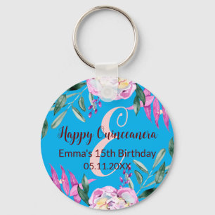 Quinceanera 15 birthday party favor gift keychain