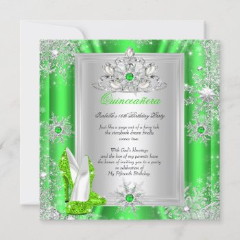 Quinceanera 15 Birthday Party Lime Green Heels 2 Invitation by Zizzago at Zazzle